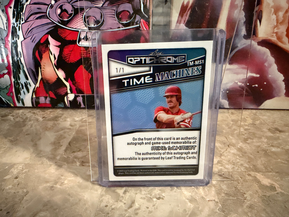 Mike Schmidt 2025 Leaf Optichrome Time Machines Patch Auto Black Cracked Ice 1/1