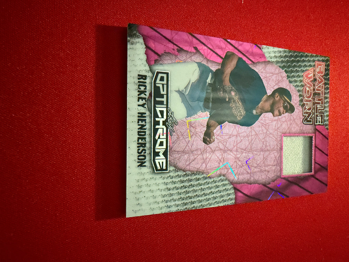 Rickey Henderson 2025 Leaf Optichrome Baseball Battle Worn Game-Used Patch /8