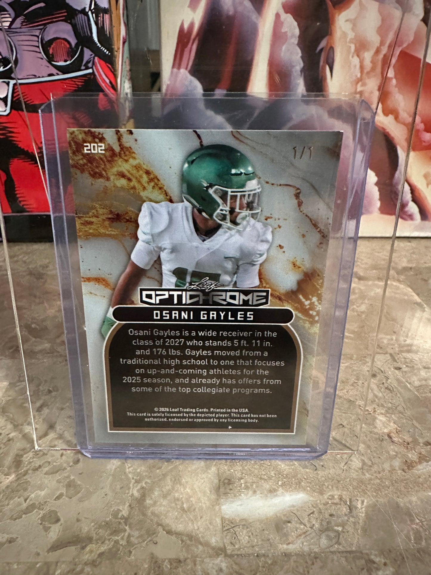 2026 Leaf Optichrome Osani Gayles TRUE 1/1 GREEN PRISMATIC IMG WR Color Match