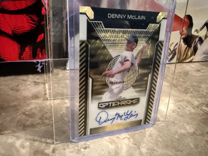 Denny McLain 2025 Leaf Optichrome Baseball Base Auto Gold Super Prismatic 1/1