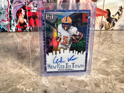 2026 Leaf Pro Set Football Calvin Russell New Kid In Town Auto Auto Blue /5