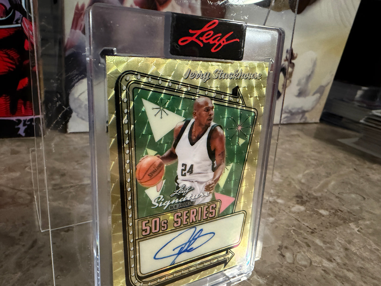 Jerry Stackhouse 2026 Leaf Signature Series 50s Auto Super Gold Prismatic 1/1