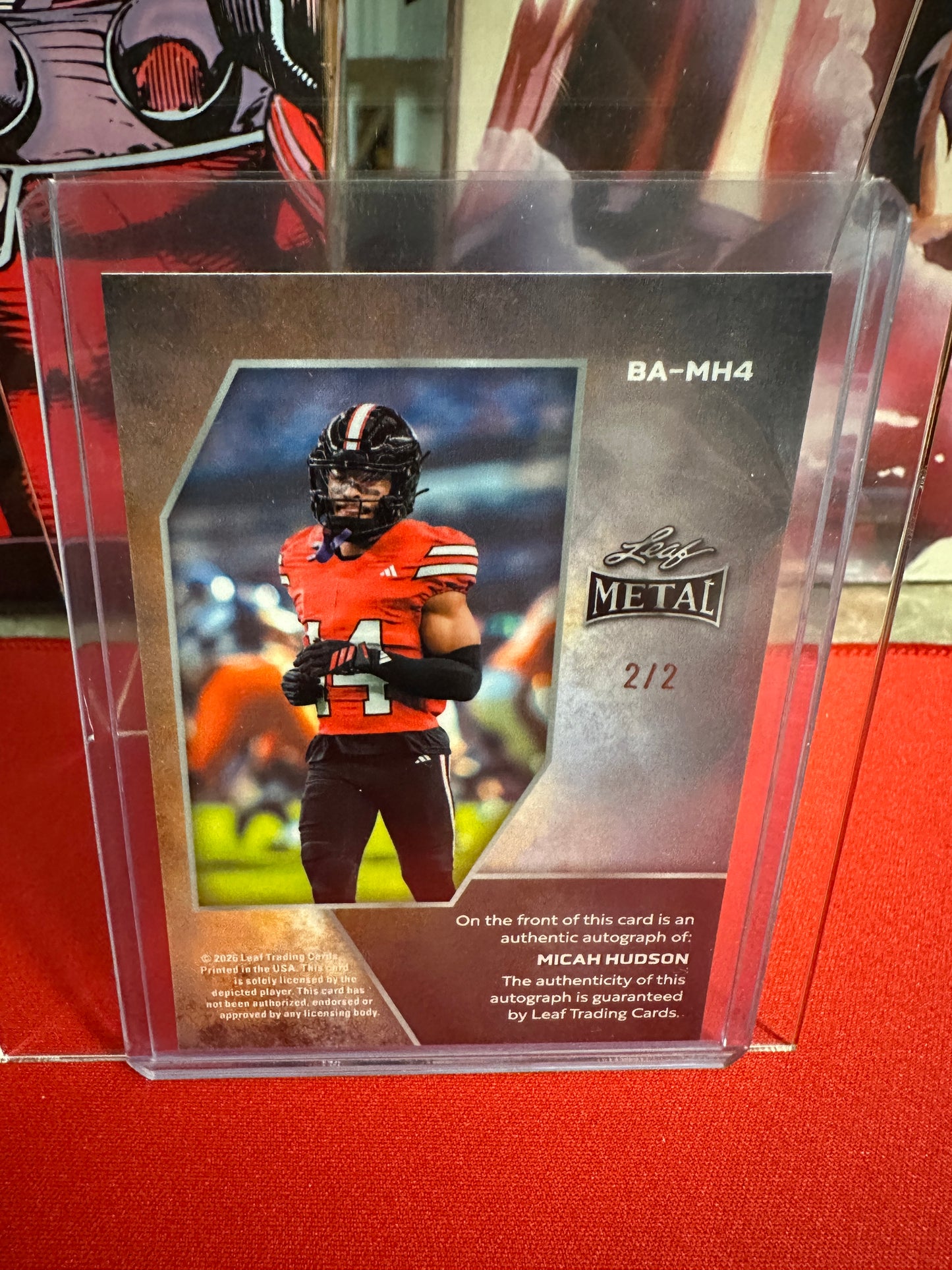 Micah Hudson Auto /2 2026 Leaf Metal Black Prismatic RC SP