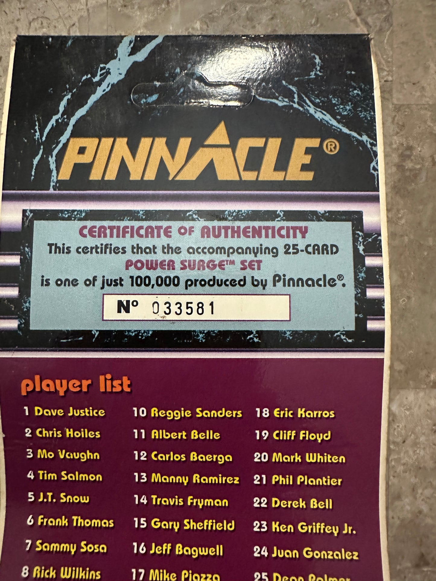 1994 Pinnacle Power Surge Factory Sealed Set #1-25