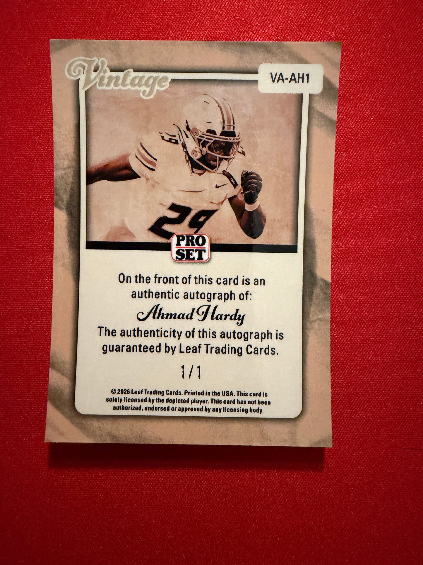 Ahmad Hardy 2026 Leaf Pro Set Metal Vintage Auto Red Flood 1990 Mini Gold Super 1/1 Lot