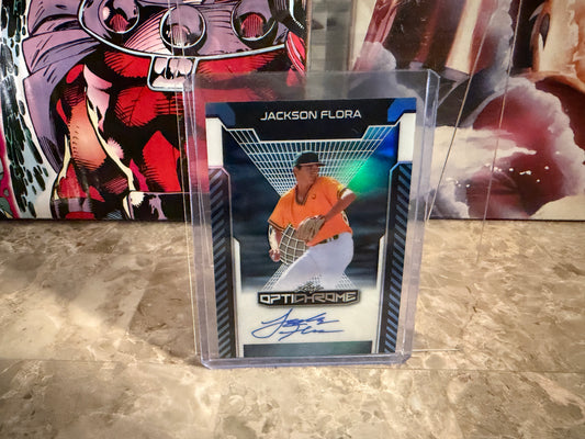 Jackson Flora 2025 Leaf Optichrome Baseball Base Auto Platinum /7