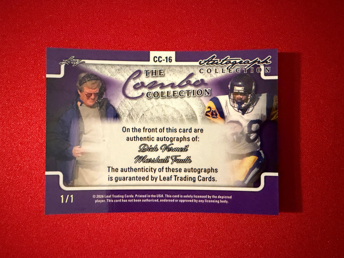 Marshall Faulk Dick Vermeil 2026 Leaf Autograph Collection Combo Dual Auto 1/1