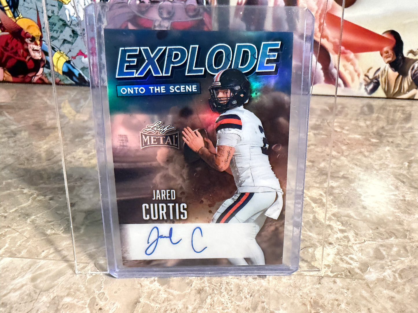 2026 Leaf Metal Football Jared Curtis Auto Explode Onto the Scene Platinum 1/8