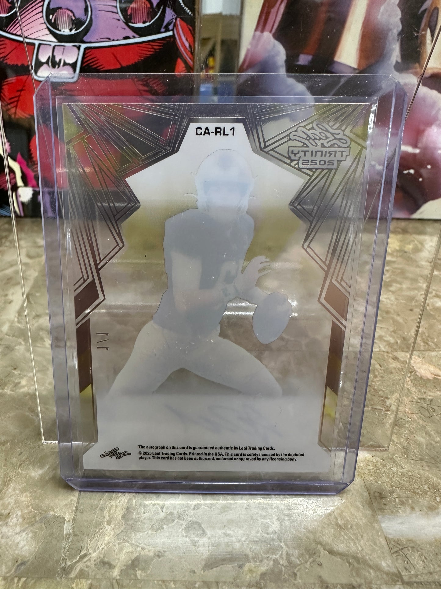 2025 Leaf Trinity RILEY LEONARD 1/1 GOLD CLEAR AUTO - Colts QB - True 1-of-1