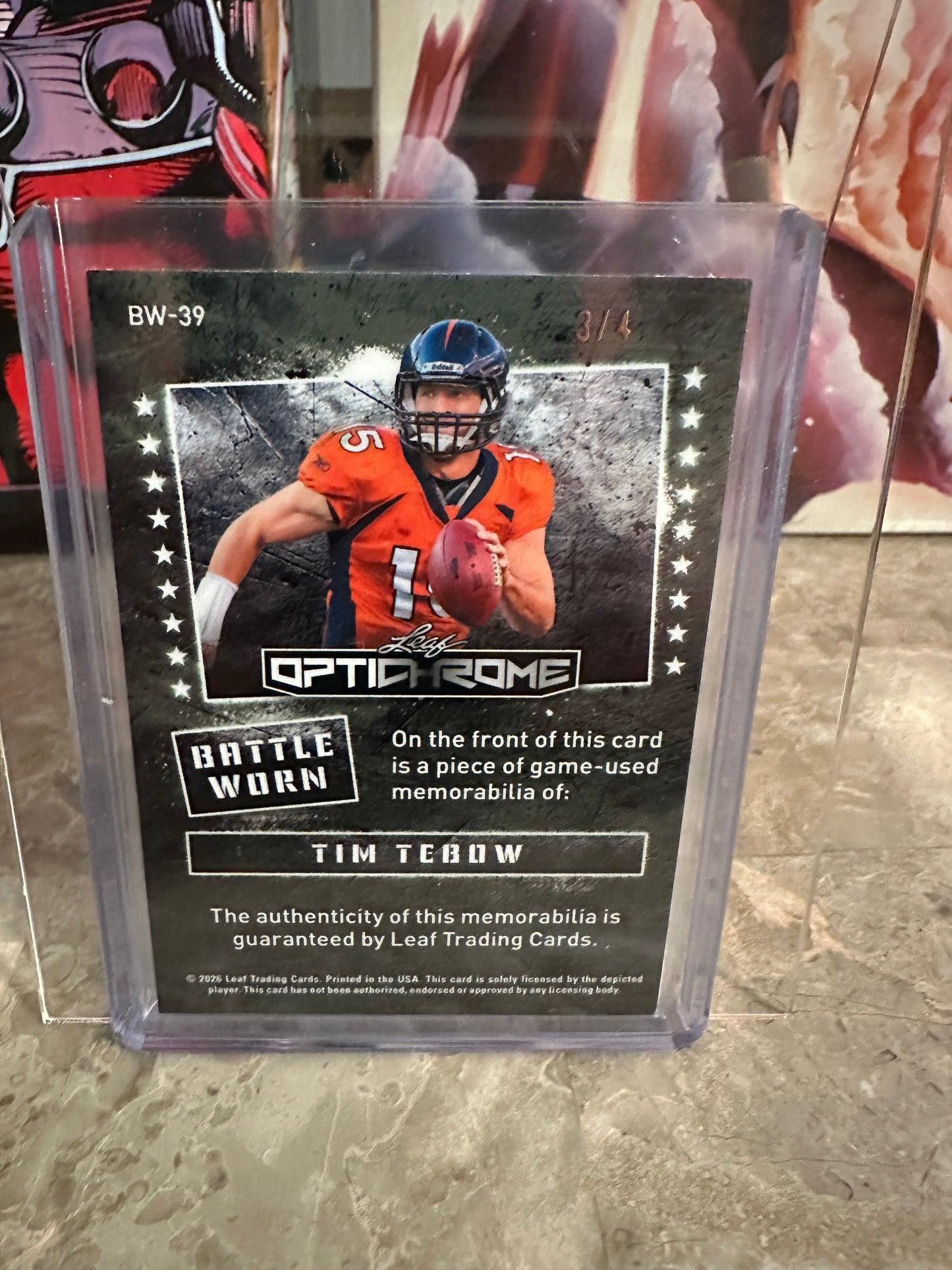 2026 Leaf Optichrome Football Tim Tebow Battle Worn Red Prismatic Patch /4
