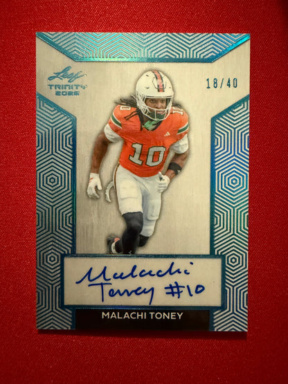 Malachi Toney 2026 Leaf Trinity Football Base Auto Platinum /40