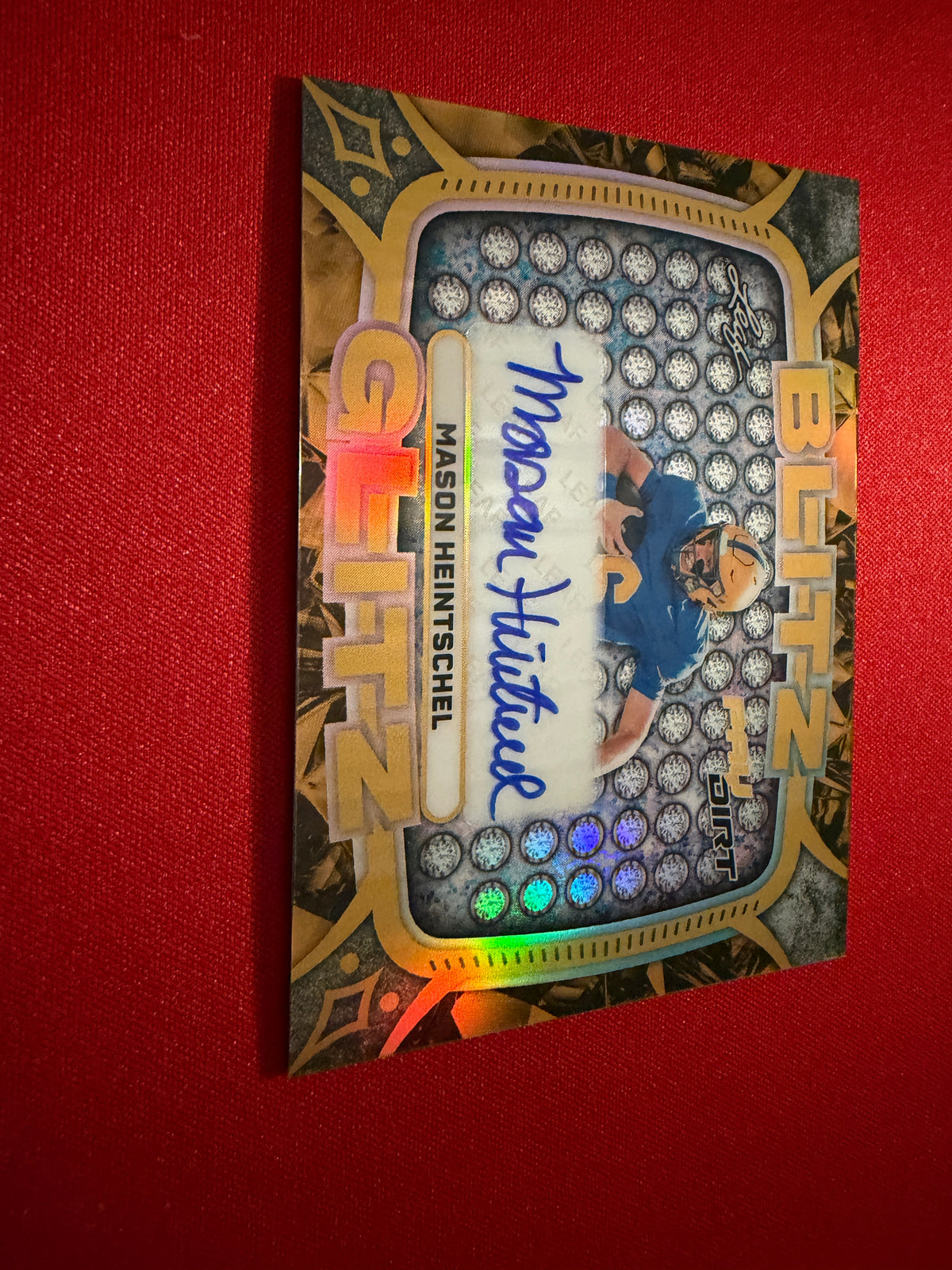 Mason Heintschel Leaf Paydirt Football Blitz Glitz Metal Auto SSP /15