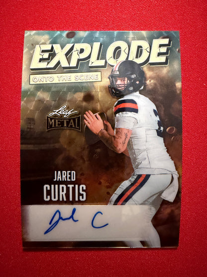 2026 Leaf Metal Football Jared Curtis Auto Explode Onto the Scene Super Gold Prismatic 1/1