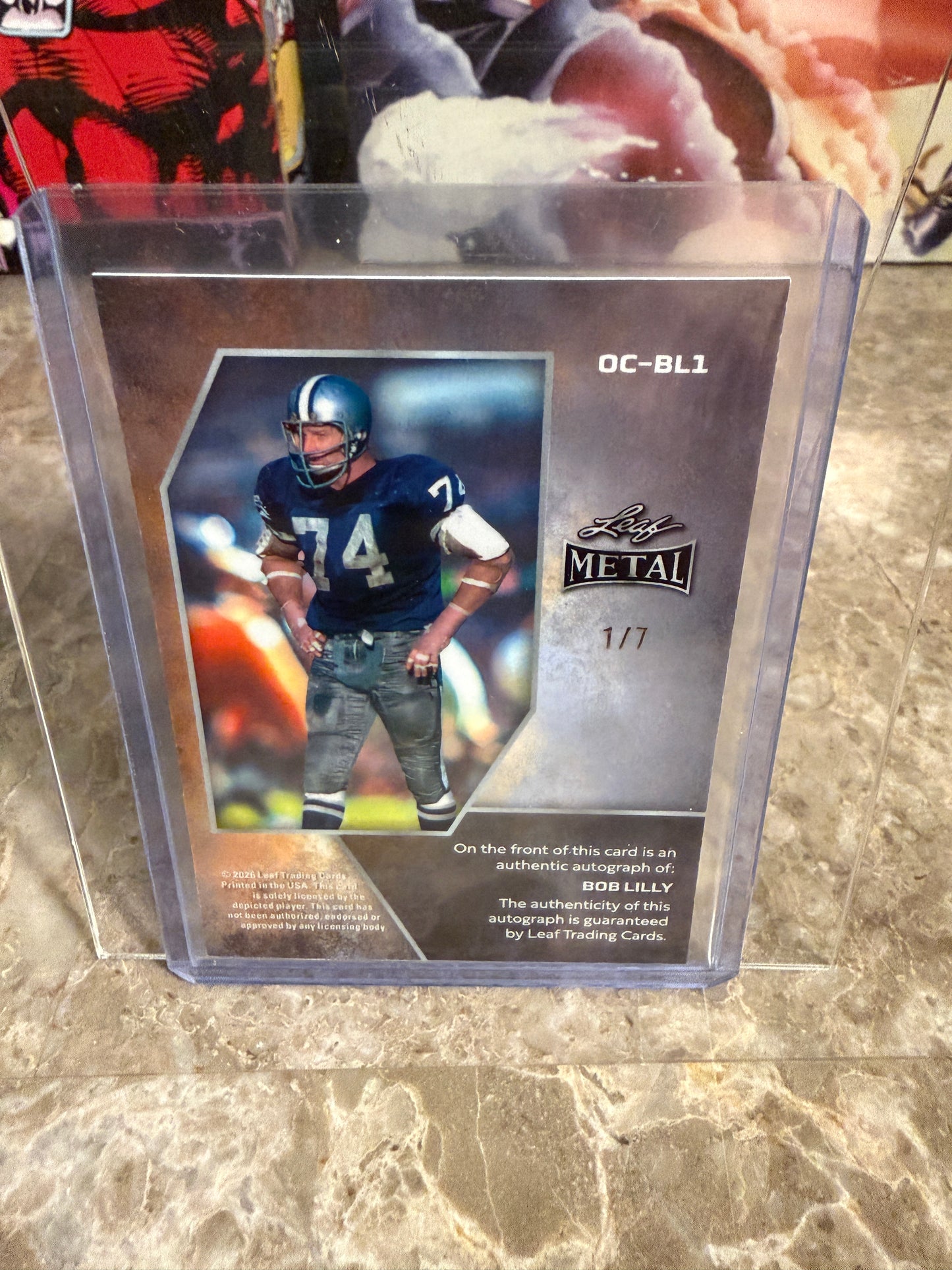 2026 Leaf Metal Football White Shimmer On-Card Auto Bob Lilly 1/7 Bookend