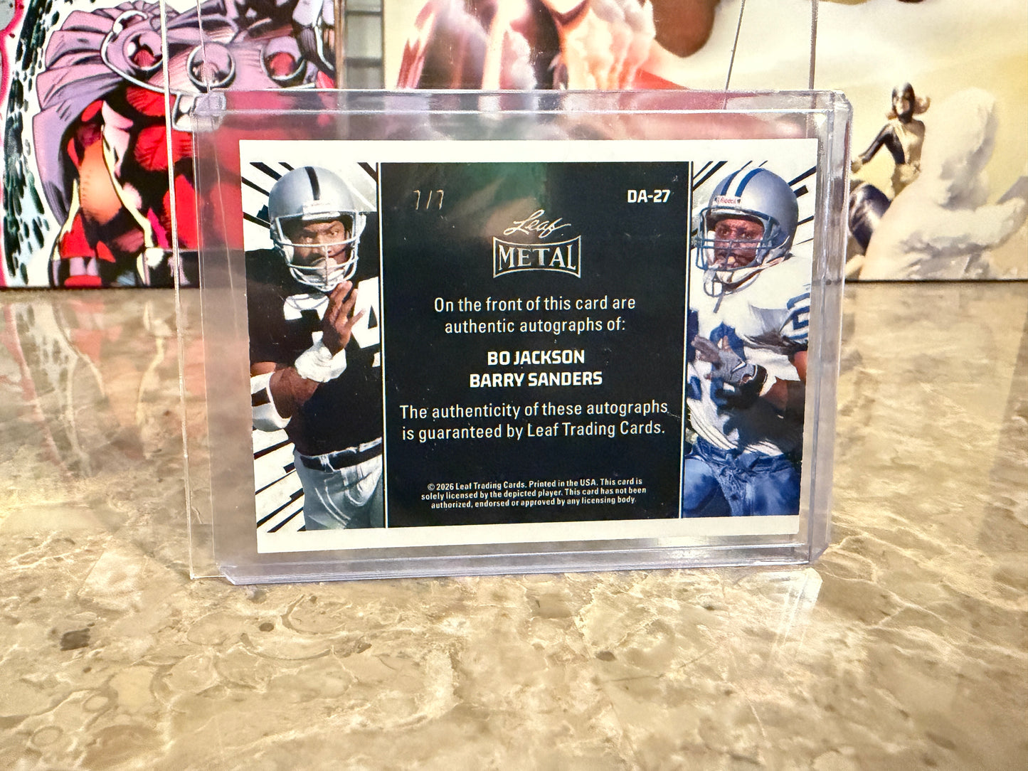 2026 Leaf Pro Set Metal Barry Sanders Bo Jackson On-Card Auto 7/7 Bookend