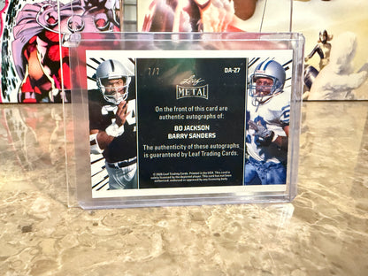 2026 Leaf Pro Set Metal Barry Sanders Bo Jackson On-Card Auto 7/7 Bookend
