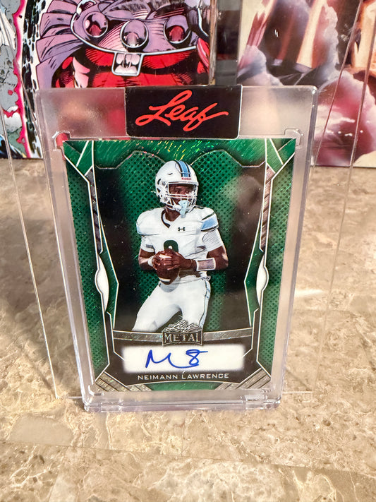 2026 Leaf Spectacular Football Metal On-Card Neimann Lawrence Green Shimmer /3