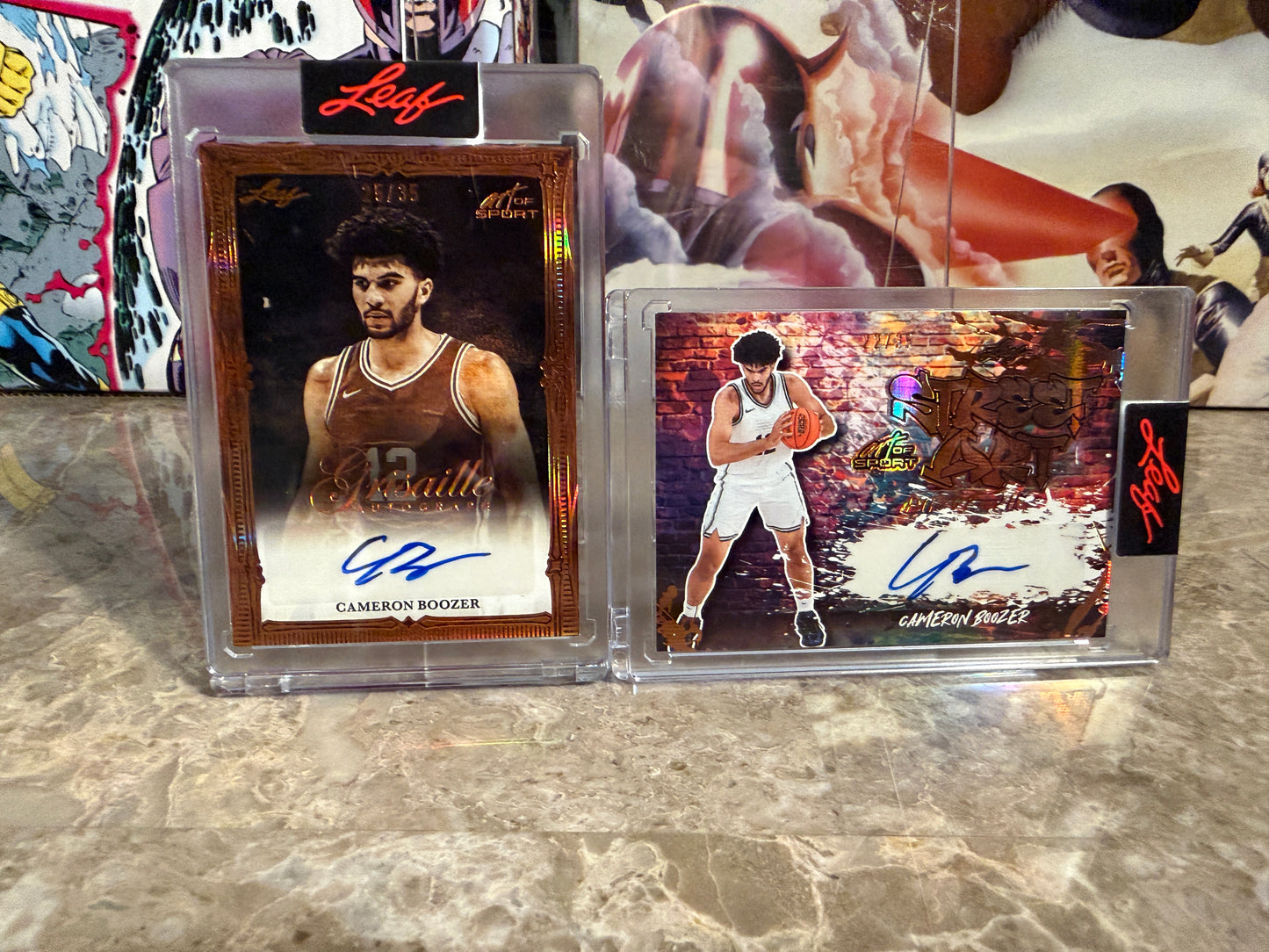 2026 Leaf Art of Sport Cameron Boozer Auto Street Art Grisaille 2-Card Lot