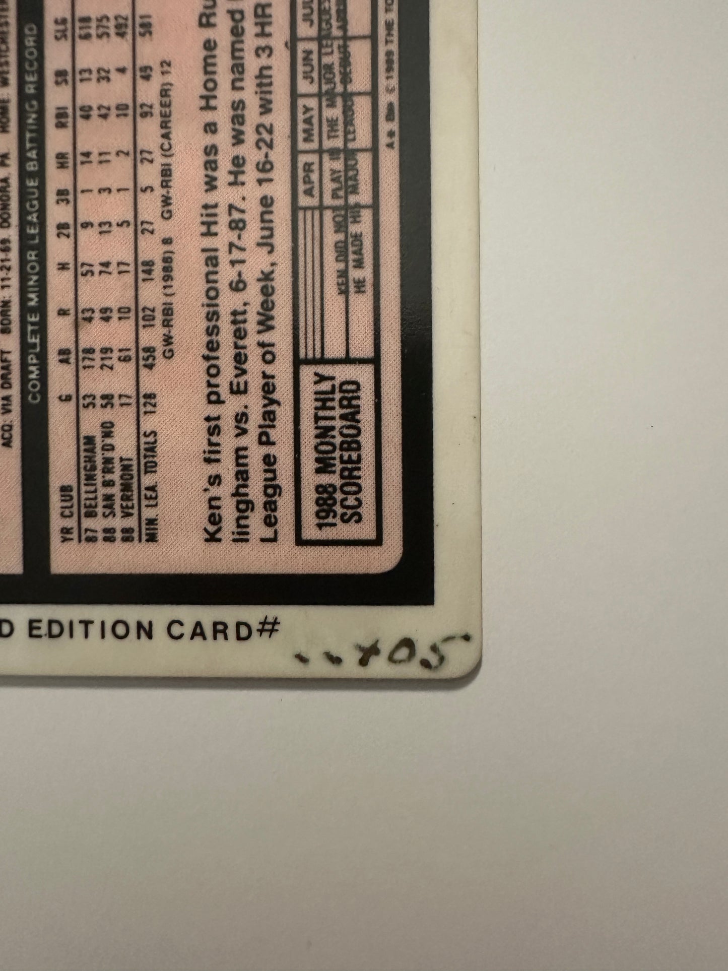 Ken Griffey Jr. #41T Porcelain Limited Edition Rookie Card (1989 Topps Traded)