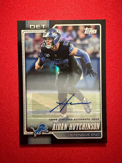 Aidan Hutchinson 2026 Topps Flagship Auto Black Holo Jersey Color Match 10/10