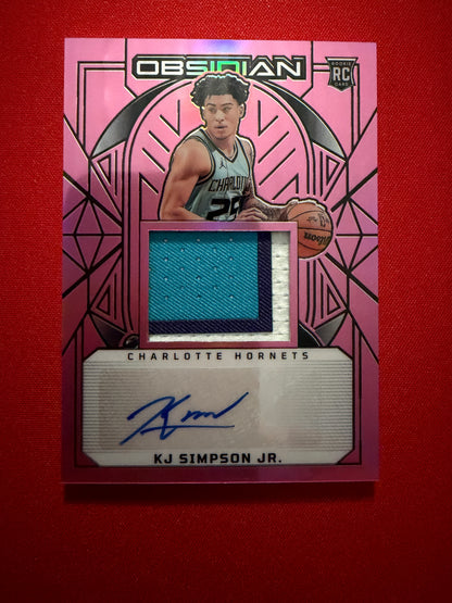 KJ Simpson Jr. 2024-25 Panini Obsidian Rookie Jersey Autographs Pink Flood /49
