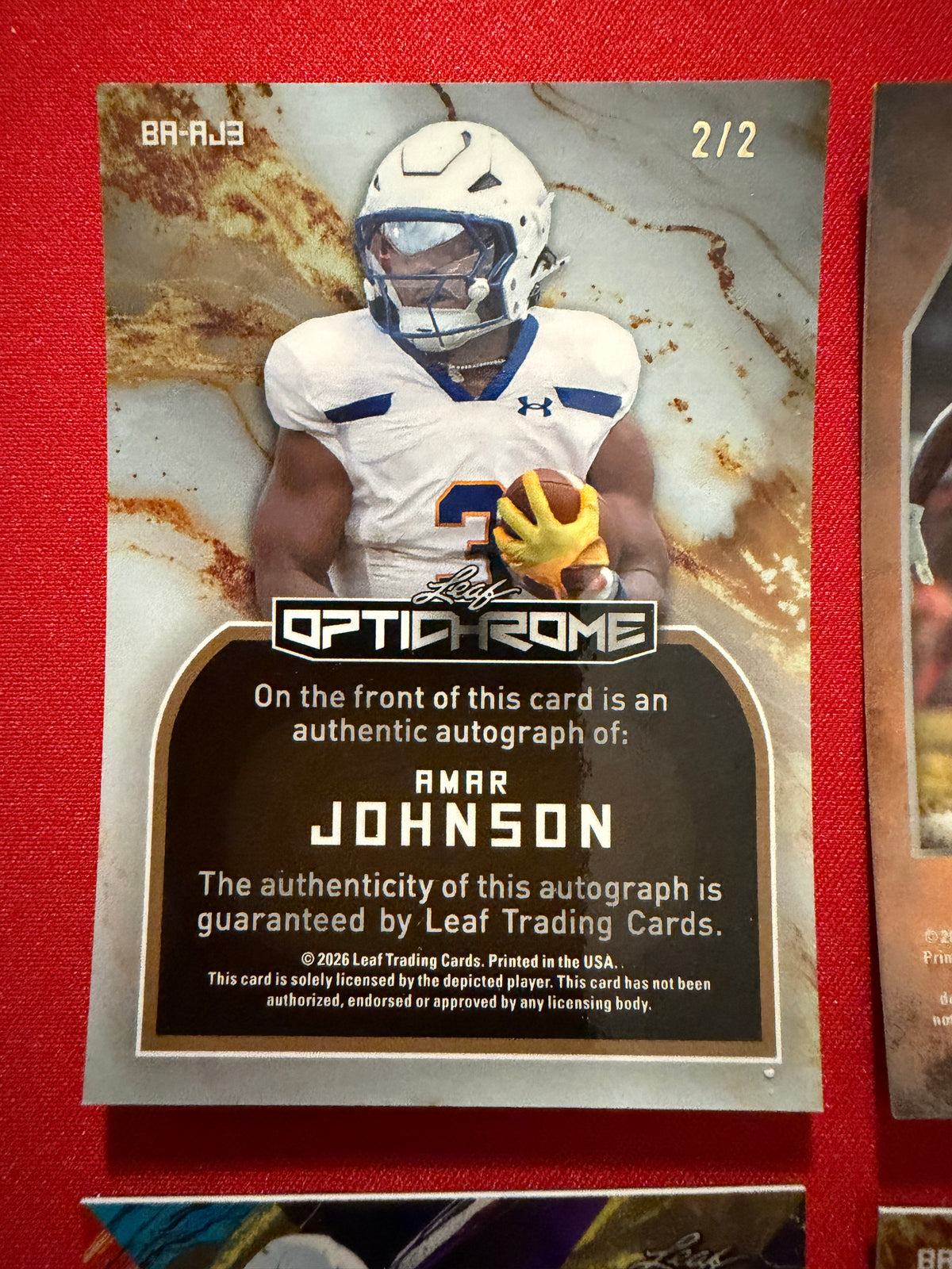 Amar Johnson Leaf Metal Optichrome Auto 1/1 Lot Super Gold Back Cracked Ice