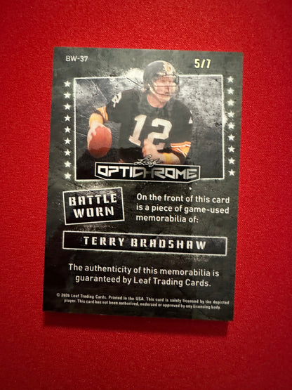 2026 Leaf Optichrome Football Terry Bradshaw Battle Worn Purple Prismatic Patch /7