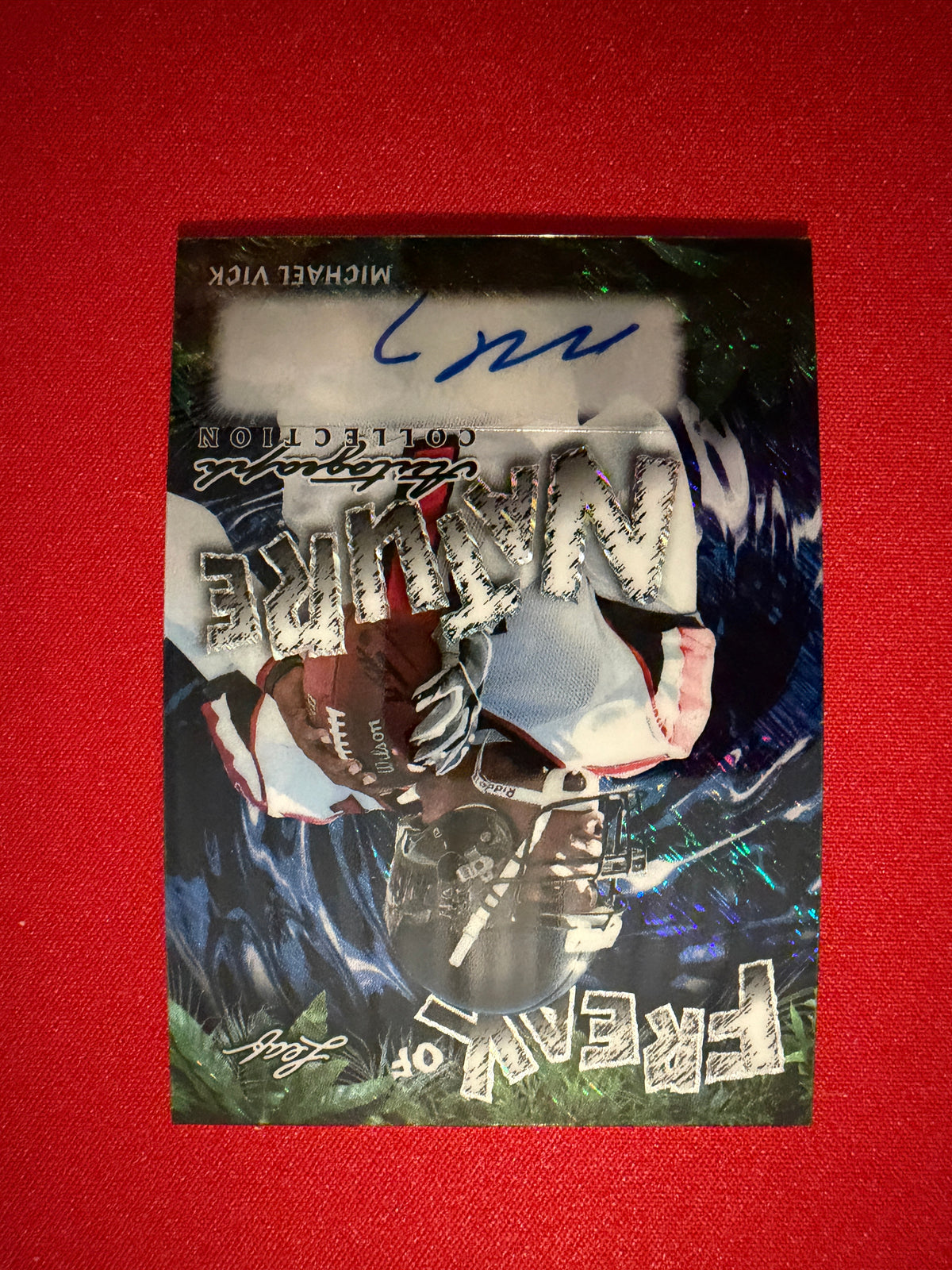 Michael Vick 2026 Leaf Autograph Collection Freak of Nature Blue Shimmer 1/1