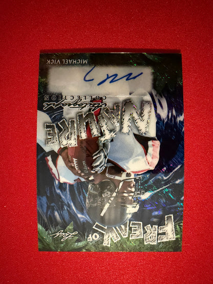Michael Vick 2026 Leaf Autograph Collection Freak of Nature Blue Shimmer 1/1