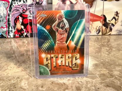 Donovan Mitchell 2026 Topps Chrome Stratospheric Stars Orange Color Match /25