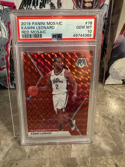 Kawhi Leonard #78 PSA 10 Gem Mint (2019 Panini Mosaic) - Red Mosaic