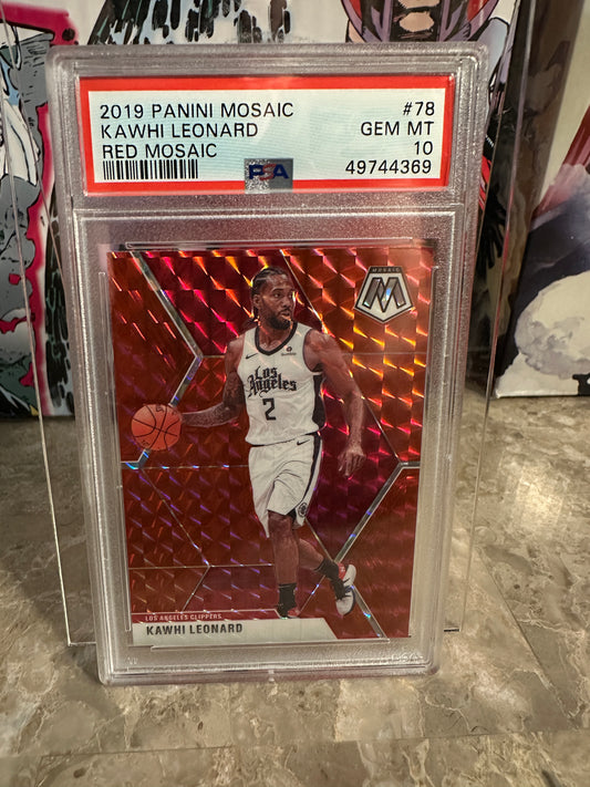 Kawhi Leonard #78 PSA 10 Gem Mint (2019 Panini Mosaic) - Red Mosaic