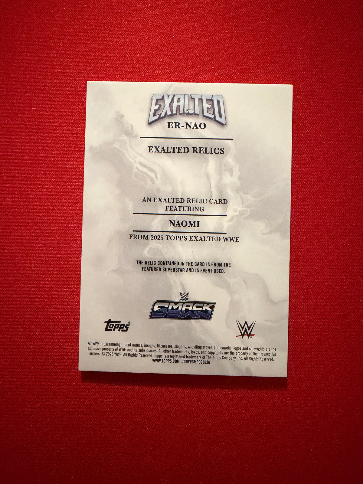 Naomi 2026 Topps Exalted WWE Exalted Relics /50 #ER-NAO