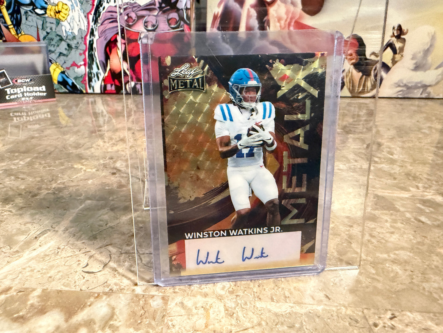 2026 Leaf Metal Football Winston Watkins Jr. Metal X Auto Super Gold Prismatic 1/1