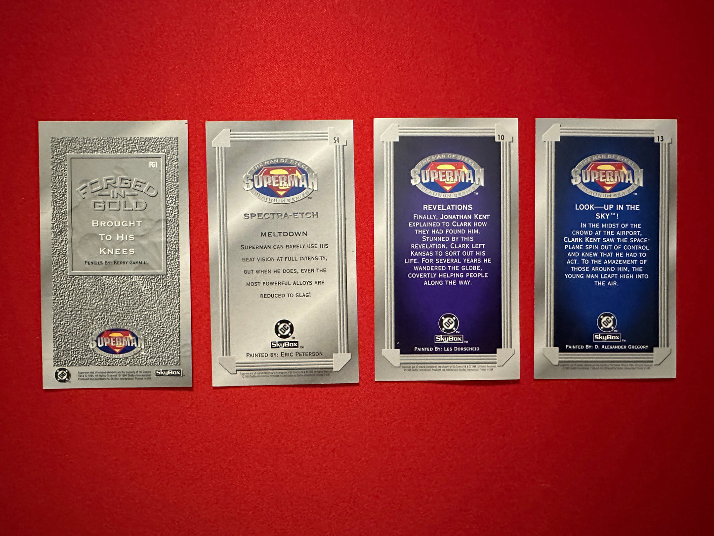 1994 Skybox DC Superman Platinum Series FG1/S4 Forged in Gold/Spectral-Etch