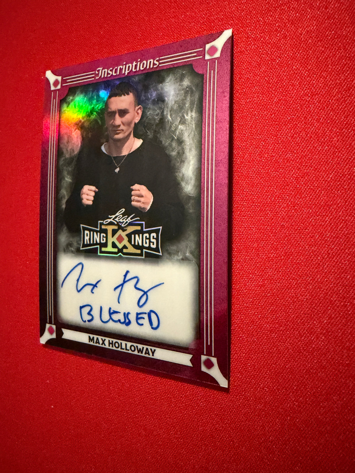 Max Holloway 2026 Leaf Metal Ring Kings Metal Inscriptions Auto Pink /6