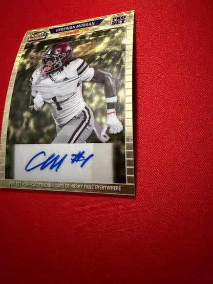 2026 Leaf Pro Set Metal Football Cederian Morgan 1989 Auto Gold Super Prismatic 1/1