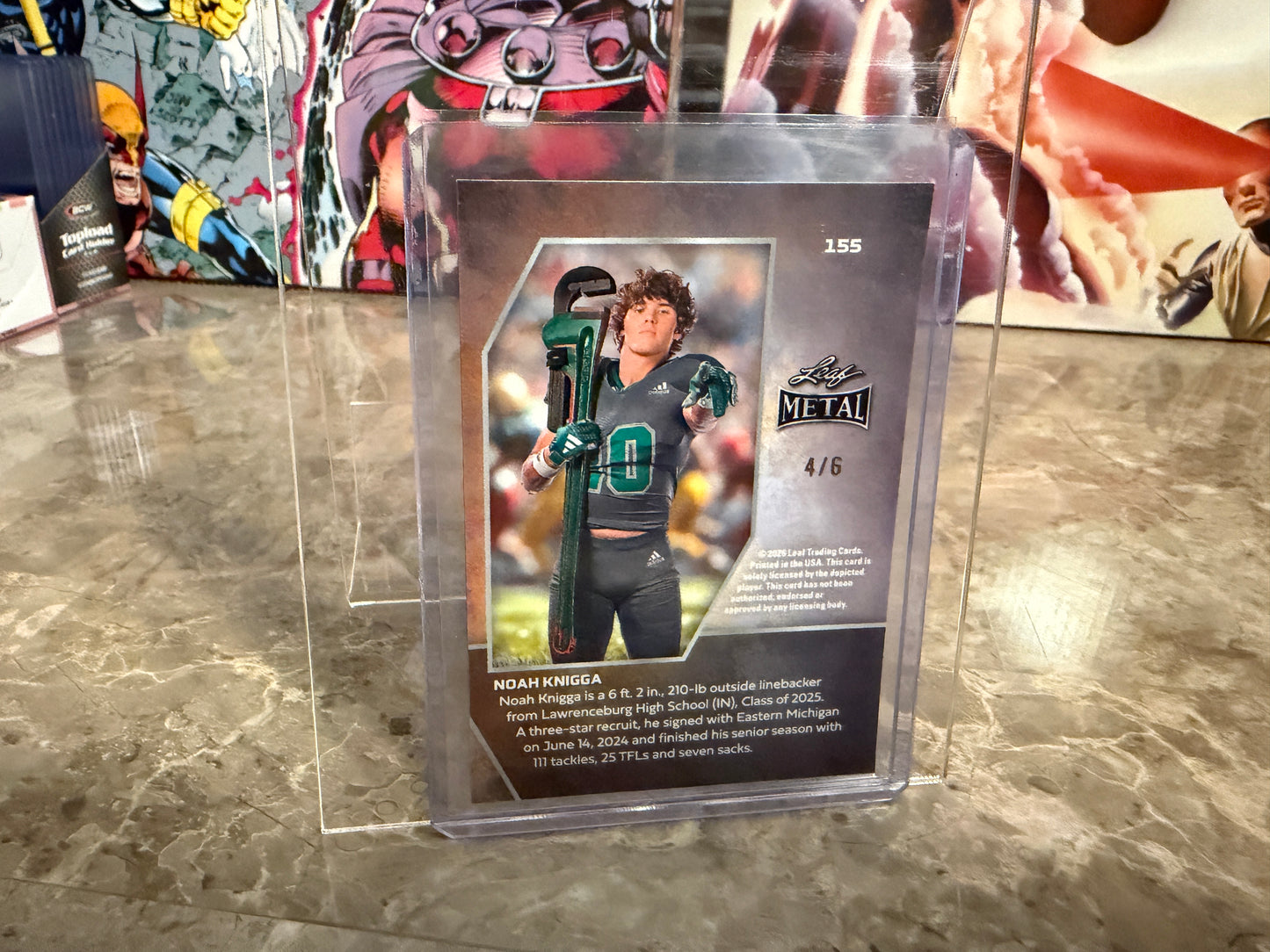 Noah Knigga 2026 Leaf Metal Football Base Pink Shimmer 4/6