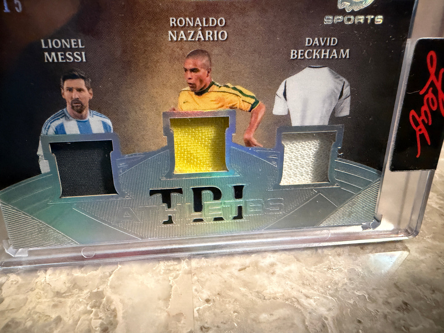 2026 Leaf Spectacular Sports Tri Athletes Triple Patch Messi, Nazário, Beckham