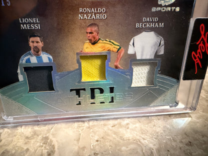 2026 Leaf Spectacular Sports Tri Athletes Triple Patch Messi, Nazário, Beckham