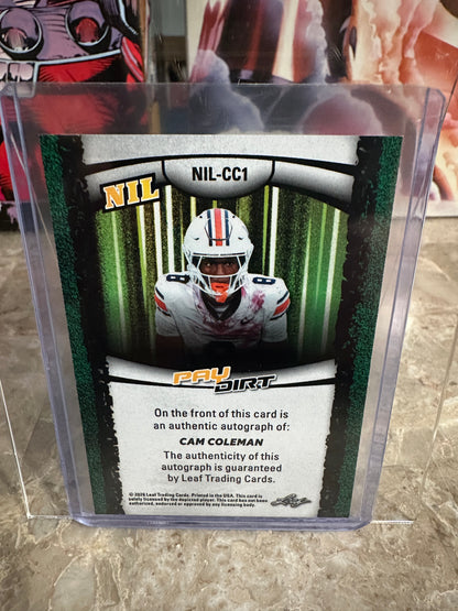 2026 Leaf Paydirt Cam Coleman Jumbo NIL Exclusive Purple Auto 1/2 Auburn