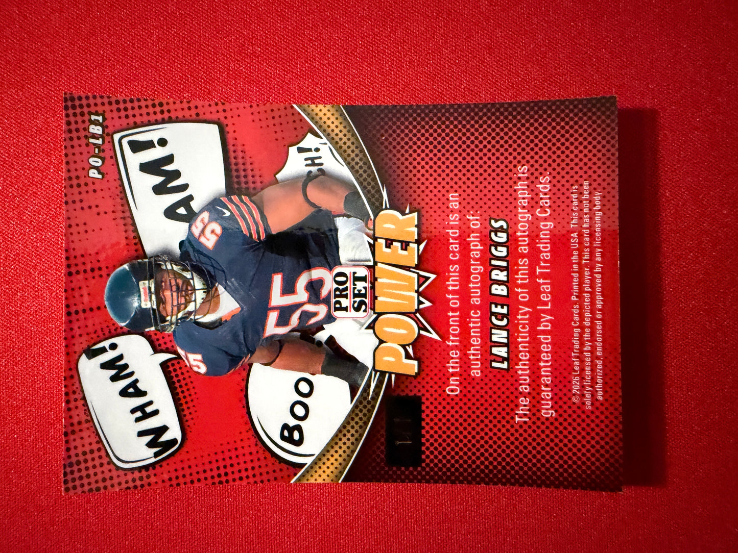 Lance Briggs 2026 Leaf Pro Set Metal Football Power Auto Red Flood Super 1/1