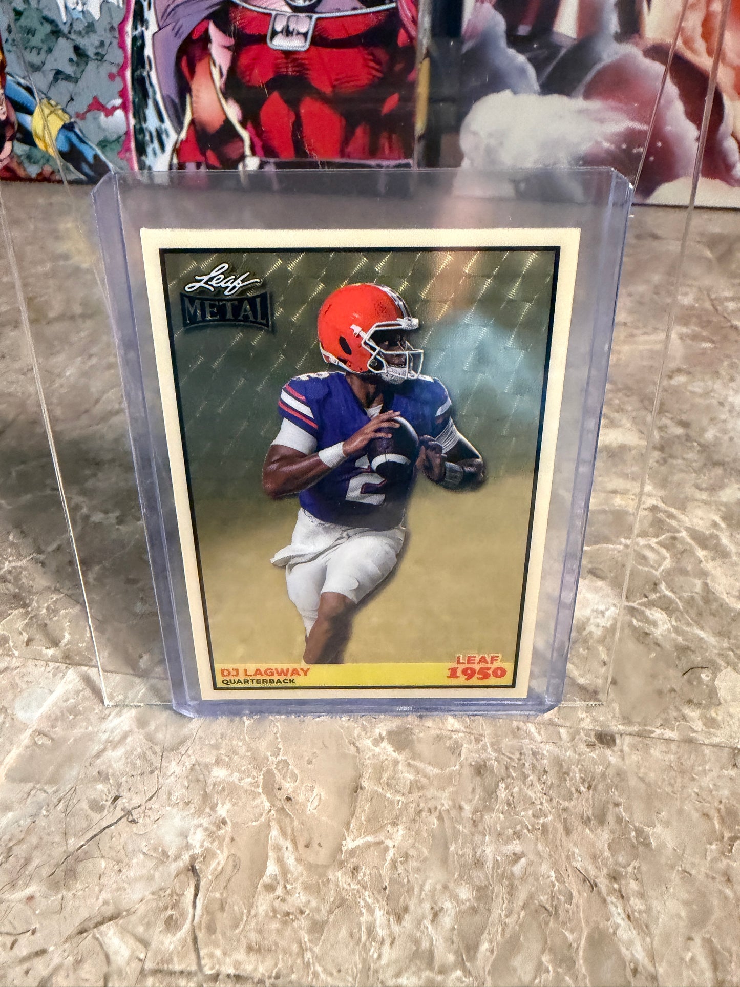 2026 Leaf Metal Football 1950 DJ Lagway Gold Super Prismatic 1/1