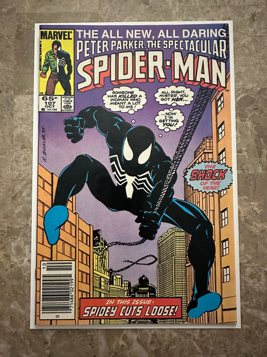 Spectacular Spider-Man #107 Newsstand VF+ 8.5 (Marvel 1985)