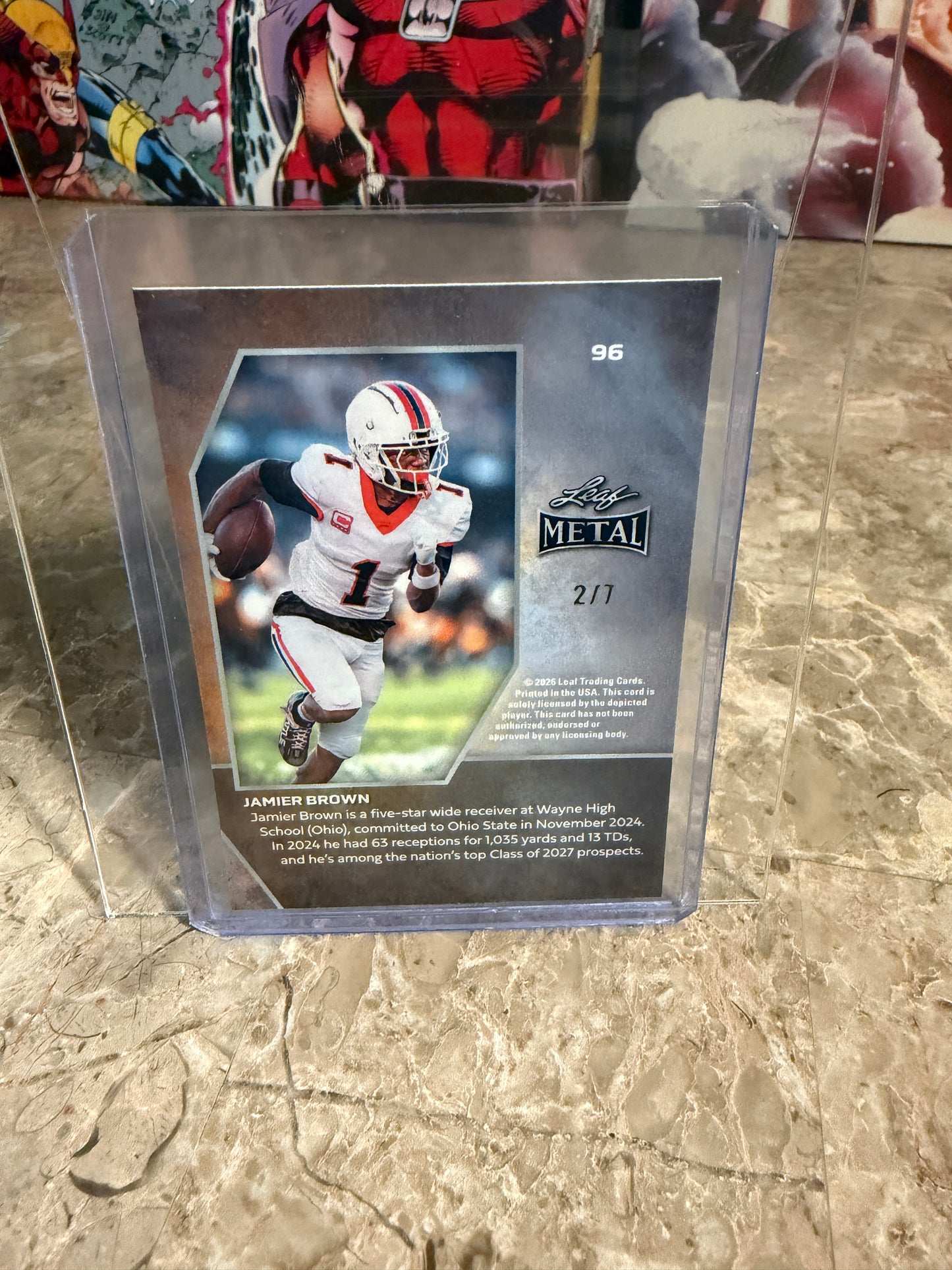 Jamier Brown 2026 Leaf Metal Auto Red OSU Color Match 2-Card Lot