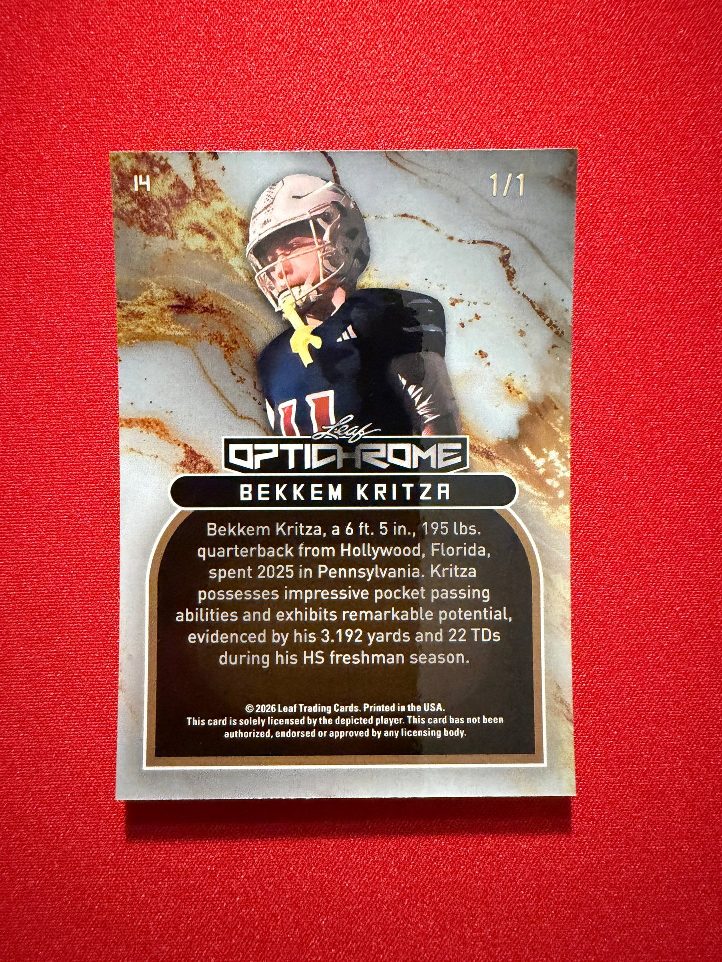 Bekkem Kritza 2026 Leaf Optichrome Snow Day Super Gold Prismatic 1/1