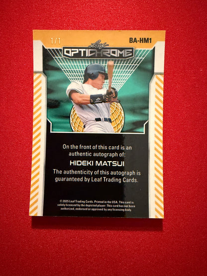 Hideki Matsui 2025 Leaf Optichrome Baseball Base Auto Gold Super Prismatic 1/1
