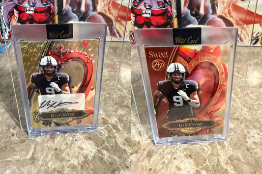Eli Stowers 2026 Wild Card Wild Art 1/1 Gold Vinyl Auto 2-Card Lot