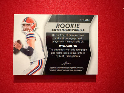 Will Griffin 2026 Leaf Trinity Rookie Auto Memo Multicolor Patch Bronze /75