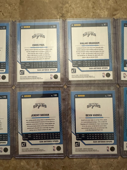 2024 Panini Donruss Basketball San Antonio Spurs Team Set (10 cards)